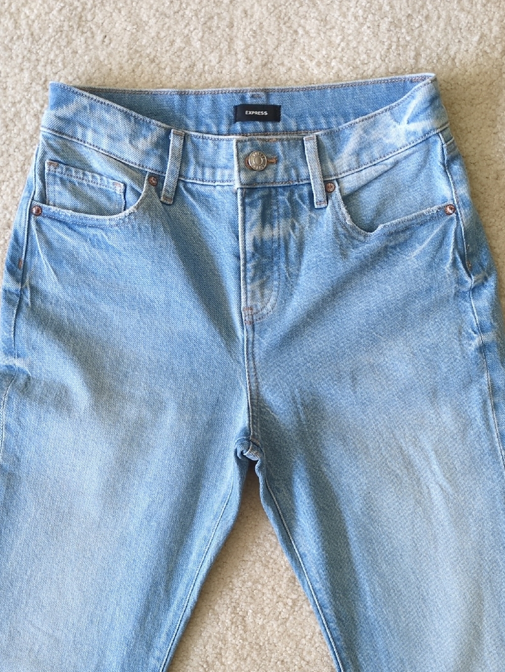 Express High-Rise Flare Light Wash Blue Jeans